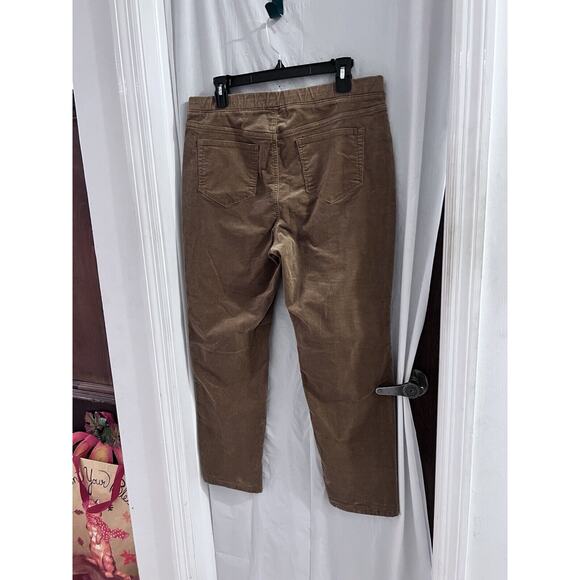 J. Jill Elastic Waist Pull On Brown Corduroy Straight Legged Pants Size M - Picture 2 of 5
